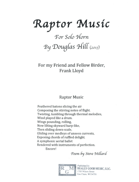 Hill Douglas Raptor Music Solo Horn Sheet Music