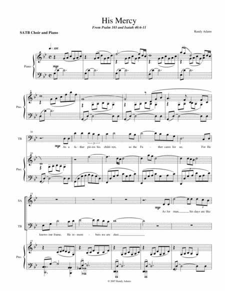 Free Sheet Music His Mercy