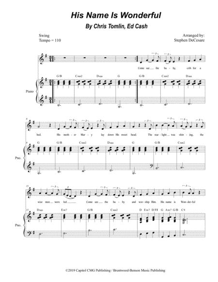 Free Sheet Music His Name Is Wonderful For Vocal Solo