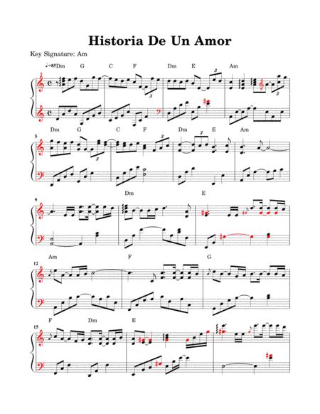 Historia De Un Amor Piano Sheet Music