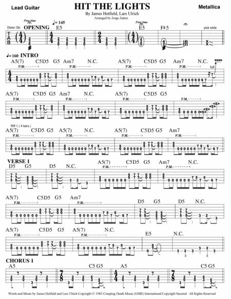 Hit The Lights Guitar Tab Sheet Music