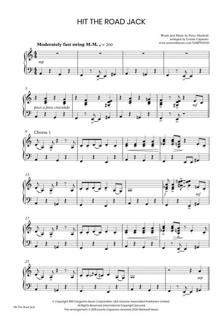 Hit The Road Jack Advanced Intermediate Piano Solo Sheet Music