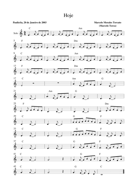 Hoje Sheet Music