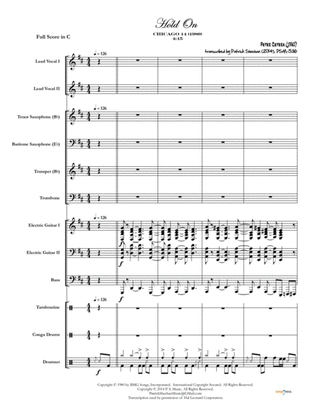 Hold On Chicago Full Score Set Of Parts Sheet Music