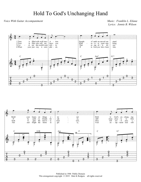Free Sheet Music Hold On To Gods Unchanging Hand