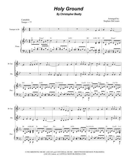 Free Sheet Music Holy Ground Duet For Bb Trumpet And French Horn