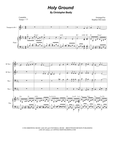 Holy Ground For Brass Quartet And Piano Alternate Version Sheet Music