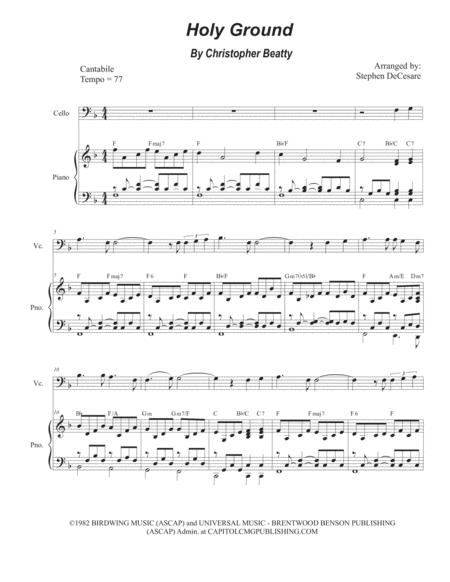 Free Sheet Music Holy Ground For Cello Solo And Piano