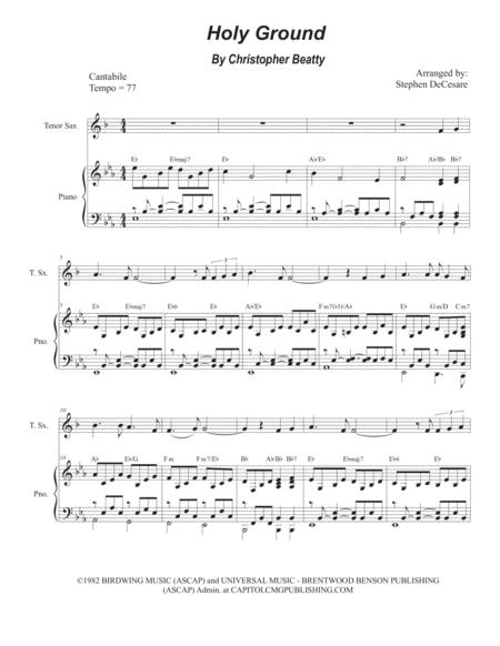 Free Sheet Music Holy Ground For Tenor Saxophone And Piano