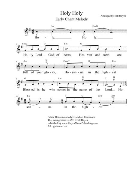 Free Sheet Music Holy Holy Chant