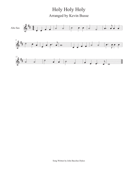 Free Sheet Music Holy Holy Holy Alto Saxophone