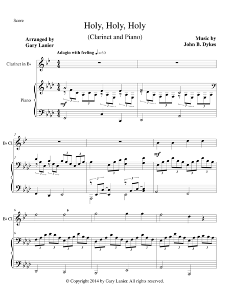 Holy Holy Holy Bb Clarinet Piano And Clarinet Part Sheet Music