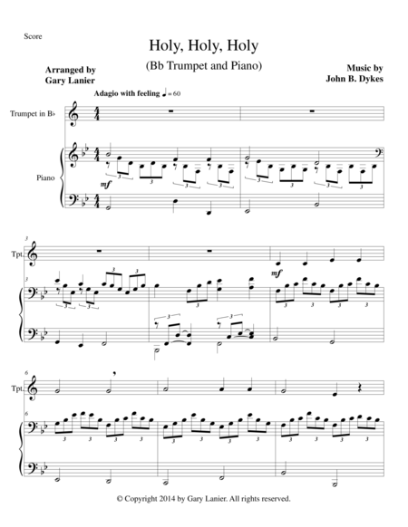 Holy Holy Holy Bb Trumpet Piano And Trumpet Part Sheet Music