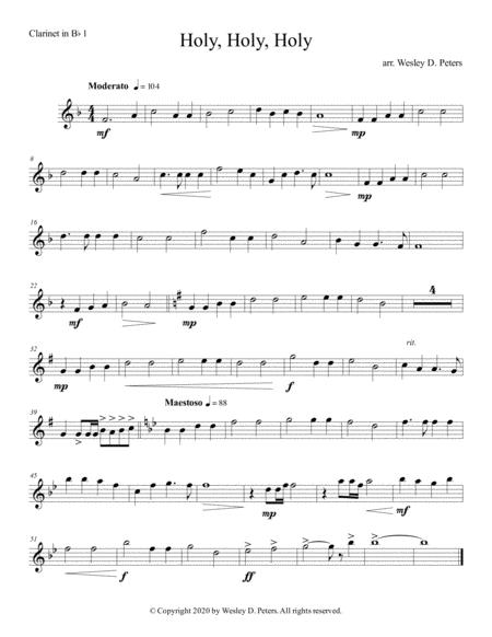 Free Sheet Music Holy Holy Holy Clarinet Quartet