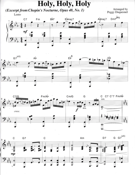 Holy Holy Holy Excerpt From Chopins Nocturne Opus 48 No 1 Sheet Music