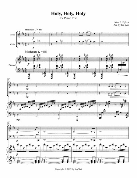 Holy Holy Holy For Piano Trio Sheet Music