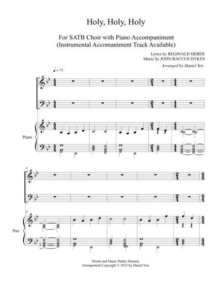 Free Sheet Music Holy Holy Holy For Satb Choir With Piano Accompaniment