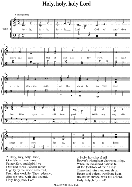 Free Sheet Music Holy Holy Holy Lord A New Tune To A Wonderful Old Hymn