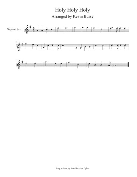 Holy Holy Holy Soprano Sax Sheet Music