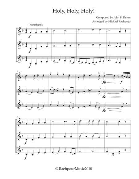 Free Sheet Music Holy Holy Holy Trumpet Trio