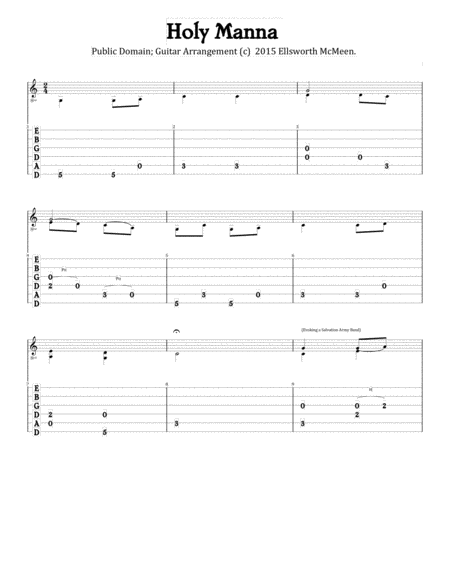 Free Sheet Music Holy Manna For Fingerstyle Guitar Tuned Drop D