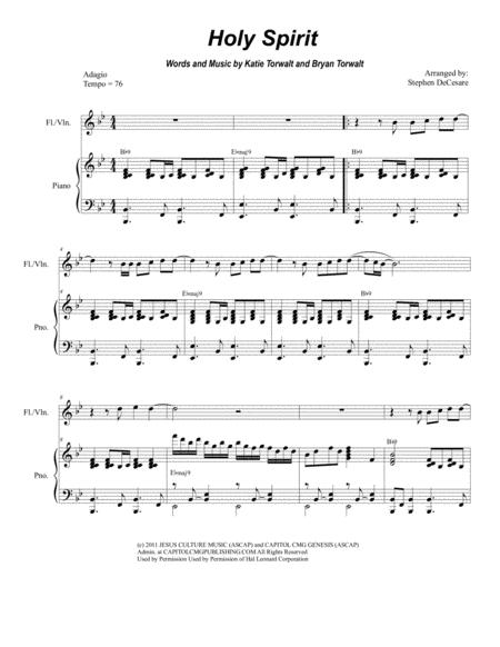 Free Sheet Music Holy Spirit For Flute Or Violin Solo And Piano