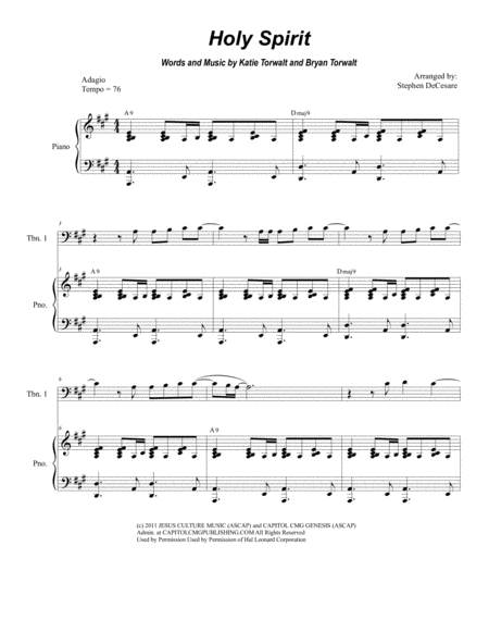 Holy Spirit Trombone Duet Sheet Music