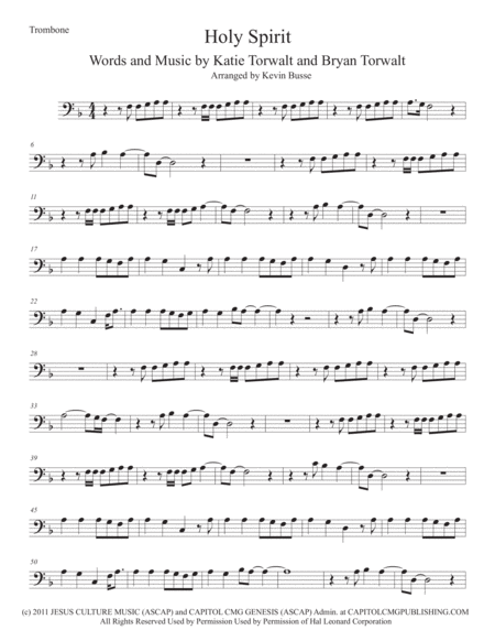 Free Sheet Music Holy Spirit Trombone