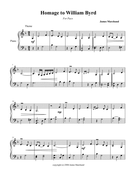 Free Sheet Music Homage To Byrd For The Left Hand Alone