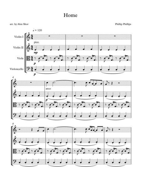 Home For String Quartet Sheet Music