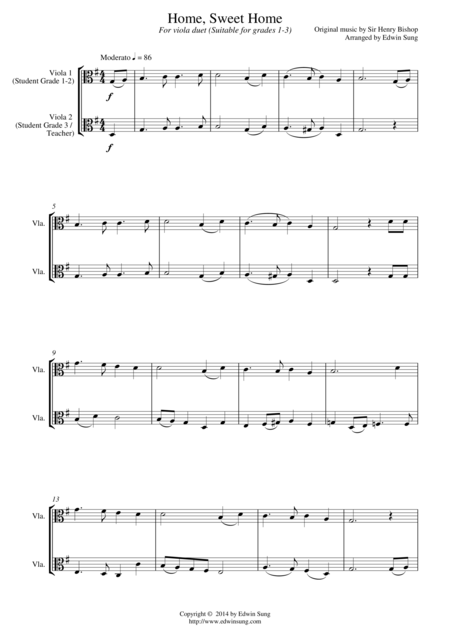 Home Sweet Home For Viola Duet Suitable For Grades 1 3 Sheet Music