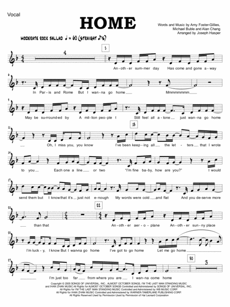 Home Vocal And Jazz Ensemble Parts Only Sheet Music