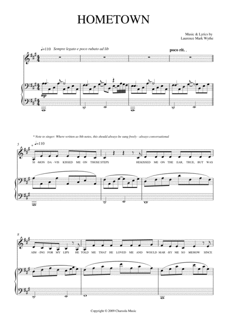 Free Sheet Music Hometown