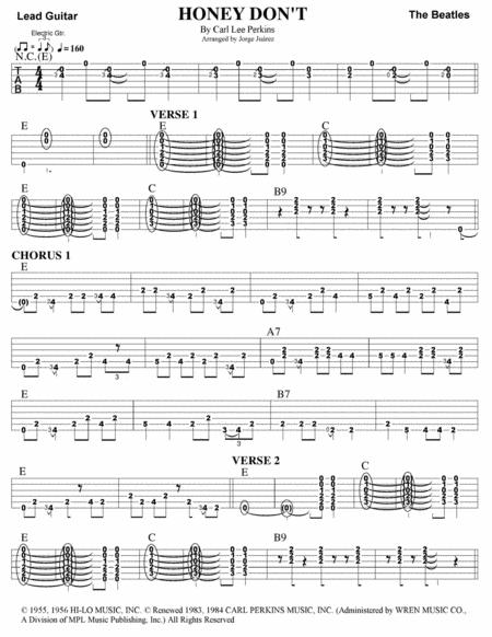 Honey Dont Guitar Tab Sheet Music