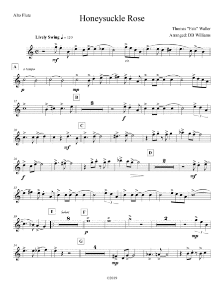 Honeysuckle Rose Alto Flute Sheet Music