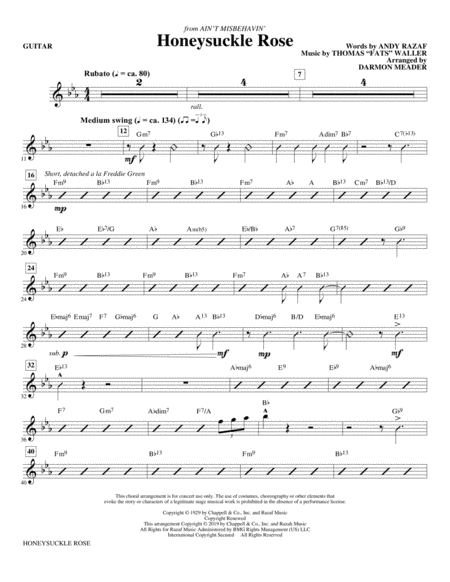 Honeysuckle Rose Arr Darmon Meader Guitar Sheet Music