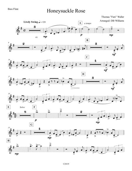 Honeysuckle Rose Bass Flute Sheet Music