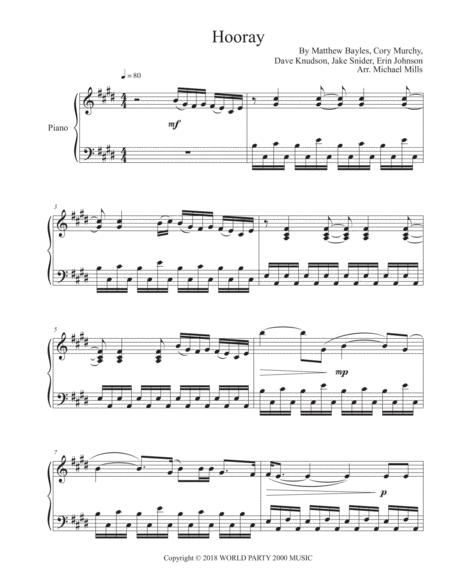 Hooray Minus The Bear Solo Piano Arrangement Sheet Music