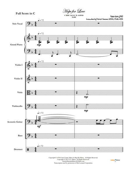 Free Sheet Music Hope For Love Full Score Set Of Parts
