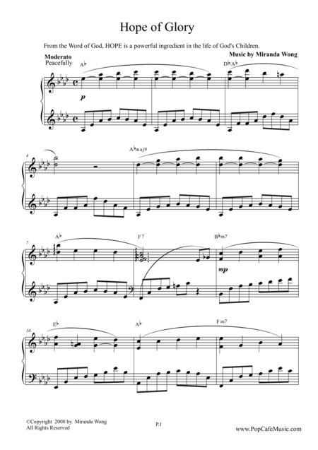 Free Sheet Music Hope Of Glory Beautiful Piano Music No 6