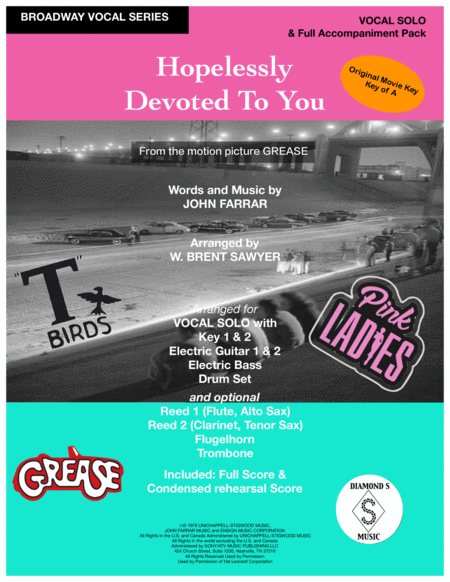 Hopelessly Devoted To You From Grease Vocal Solo Full Score Parts Sheet Music