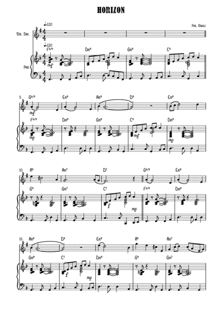 Free Sheet Music Horizon Tenor Sax Solo