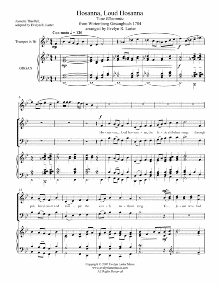 Hosanna Loud Hosanna Sheet Music