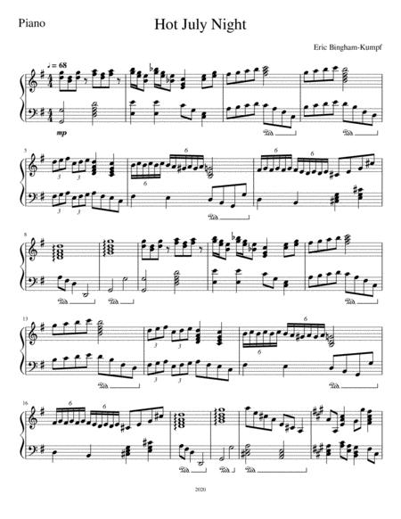 Free Sheet Music Hot July Night