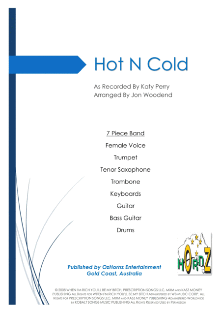 Free Sheet Music Hot N Cold 7 Piece Chart