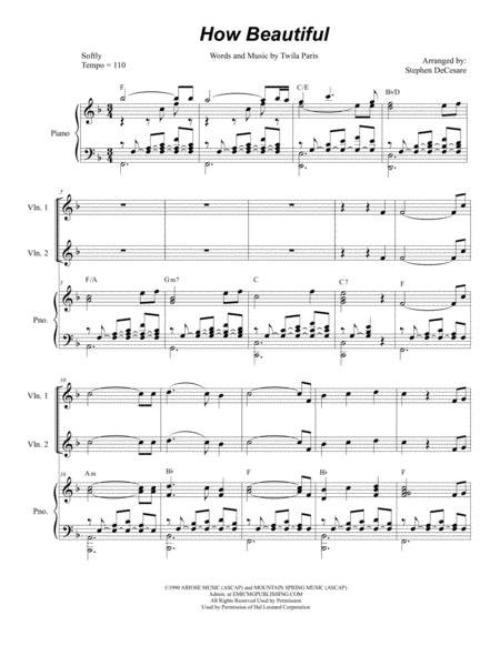 How Beautiful For String Quartet Sheet Music