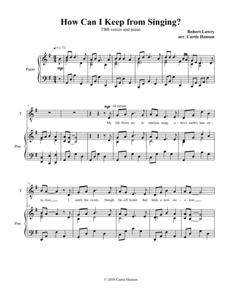 How Can I Keep From Singing Tbb Sheet Music