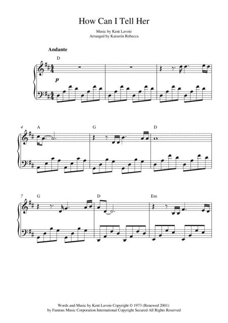 How Can I Tell Her Piano Solo With Chords Sheet Music