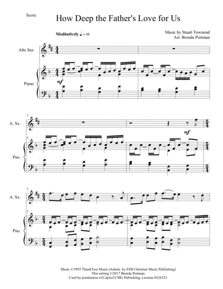 How Deep The Fathers Love For Us Alto Sax Piano Arr Brenda Portman Sheet Music