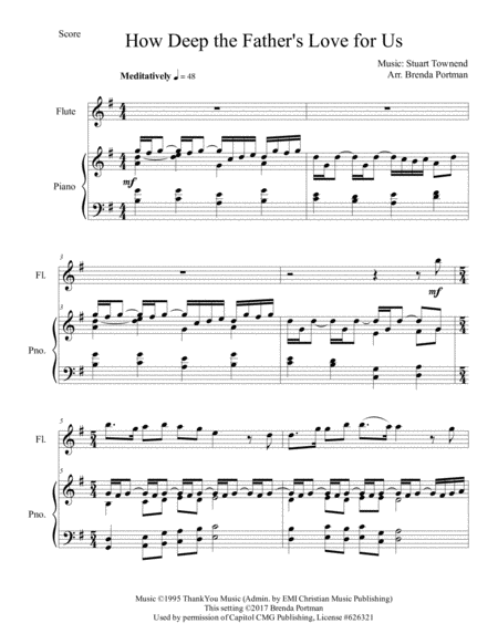 Free Sheet Music How Deep The Fathers Love For Us Flute Piano Arr Brenda Portman